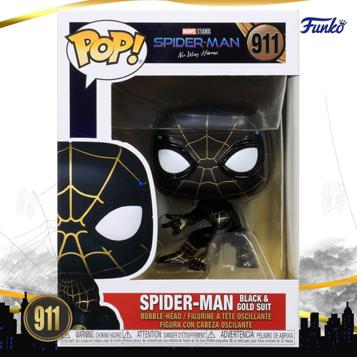 Imagen 4 de 8 de Funko Pop Spider Man Negro Dorado #911 No Way Home Original