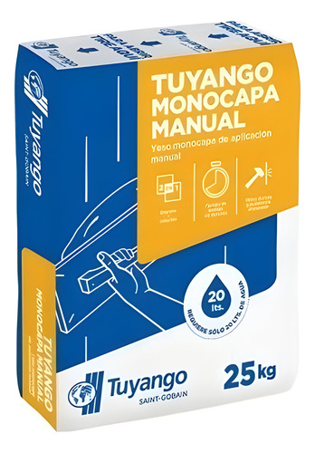 Yeso Tuyango Monocapa Manual X 25 Kg