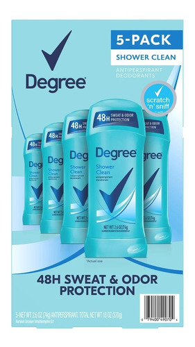 Desodorante Degree Shower Clean 5 Pack 370g Import Usa 