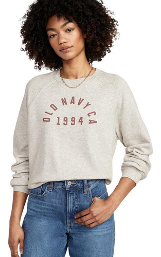 Polerón Mujer Old Navy Estampado Logo Gris