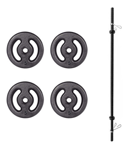 Imagem 1 de 5 de Kit Body Pump Barra + 20 Kg De Anilha De Ferro