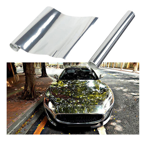 Coche Plata Cromo Espejo Vinilo Envoltura Película Pegatina