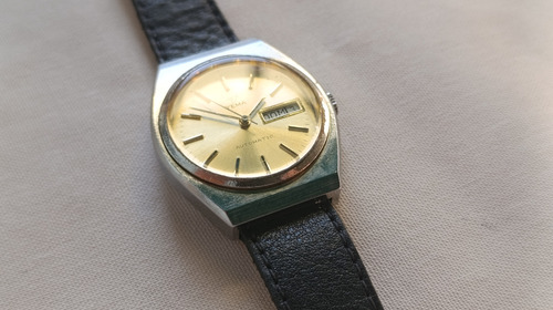 Reloj Yema Automatic Deluxe Day-date France Ebauche 4612a Negro Plateado Dorado (Usado)