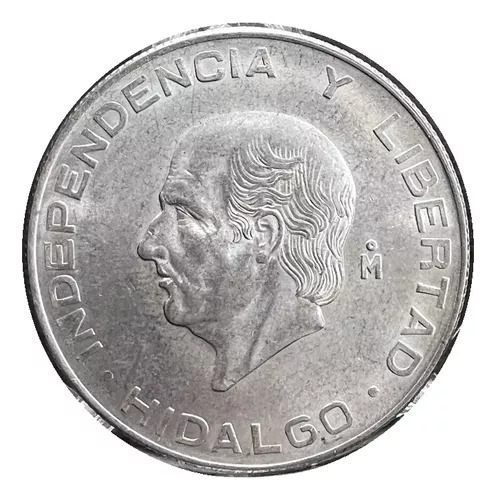 Moneda Plata Hidalgo Chico 5 Pesos 1956