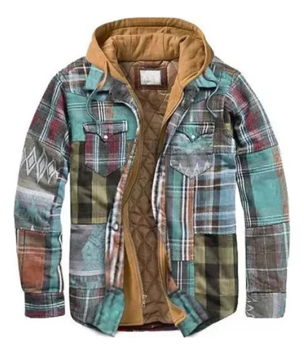 Chaqueta De Franela Con Capucha Y Camisa De Cuadros