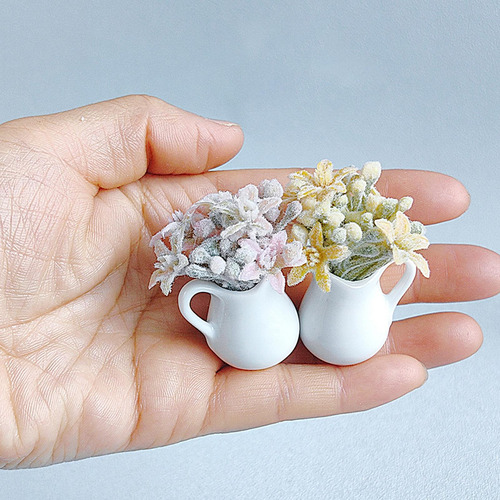 2 Mini Modelo De Flores Artificiales En Maceta, Planta De