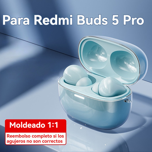 USDILU Funda Case Para Redmi Buds 5 Pro Color Transparente Cover Uso Rudo Tpu Protector Carcasa Espesamiento