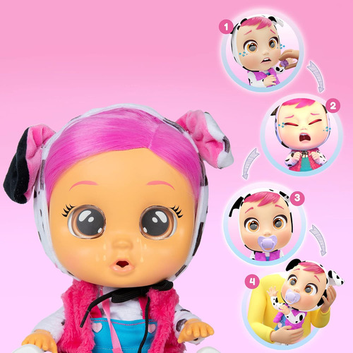 Cry Babies Dressy Dotty - Muñeca Bebé De 12 | Mono Azul, Su