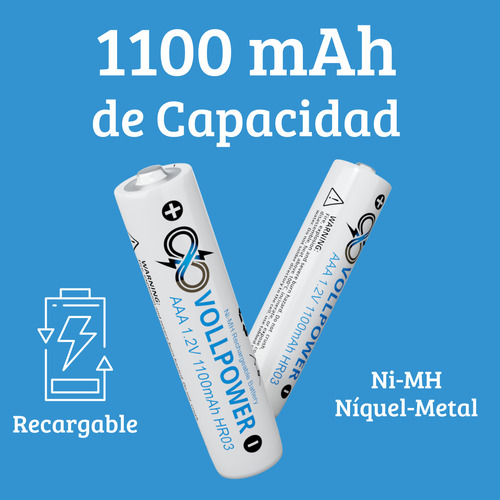 4 Pilas Aaa Triple A Recargables Vollpower 1100mah En Cajita