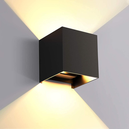 Lámpara Pared Led Aplique Impermeable Negro Exterior 3500k Color A