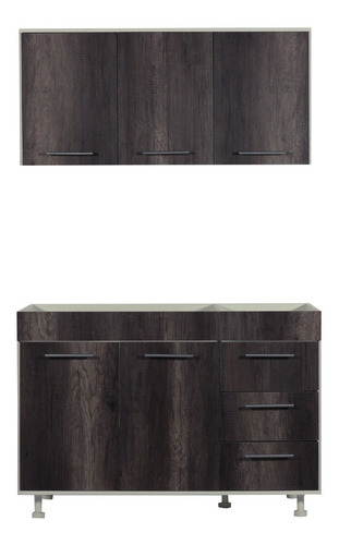 Imagen 4 de 9 de Combo Cocina Bajo Mesada / Alacena 1.40m - Melamina - Tigre