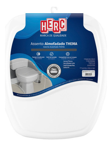 Tampa De Vaso Assento Sanitário Thema Almofadado Herc Cor Cinza Claro