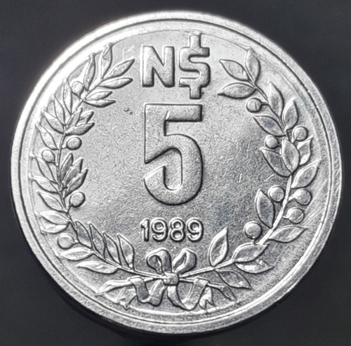 Moneda Uruguay 5 Nuevos Pesos 1989