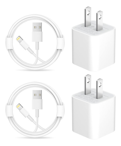 Cargador Para iPhone: 2 Unidad Bloque Carga Usb Pared Cable