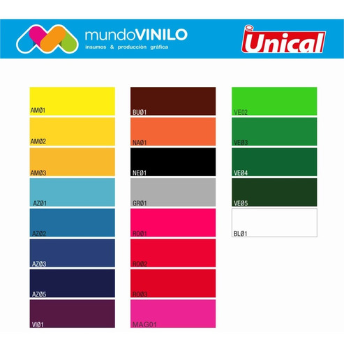 Vinilo Unical 61cm Varios Colores  1 Metro