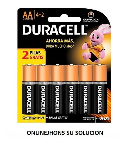 Baterias Dura Cel Aa Blister De 6 Pilas Duralock Alkalinas