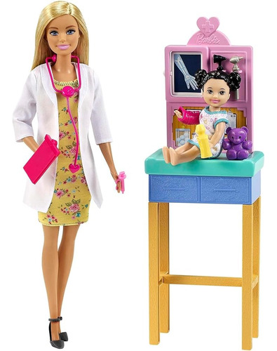 Barbie Juego De Pediatra Rubia Con Muñeca Pequeña Mattel Usa