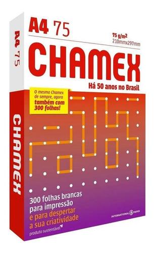 Papel Chamex Resma Com 300 Folhas A4 75g