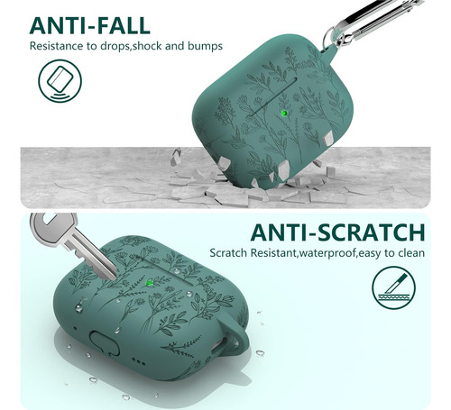 Funda Con Grabado De Flores Para Apple AirPods Pro 2 Gen Con