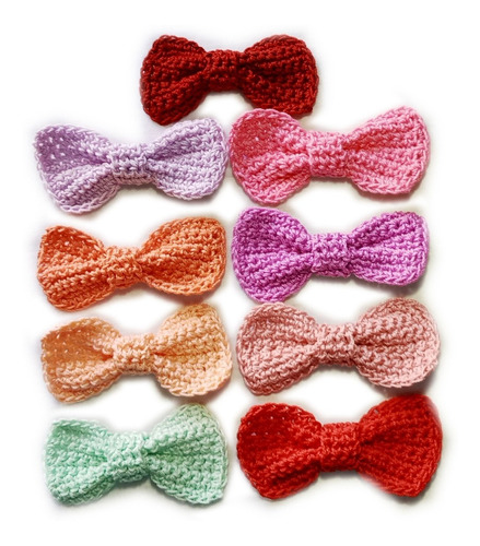 Moños Tejidos Crochet Apliques Souvenir (pack X 10)