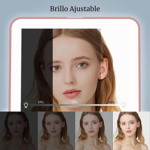 Espejo Para Maquillaje Con Luz Y Espejos Portatil Recargable