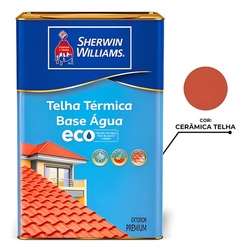 Sherwin Willian Tinta Telha Térmica Base Agua Metalatex 18l Acabamento Brilhante Cor Cerâmica Ônix