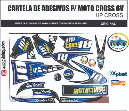 Moto Cross 6v Homeplay - Só A Cartela De Adesivos Originais