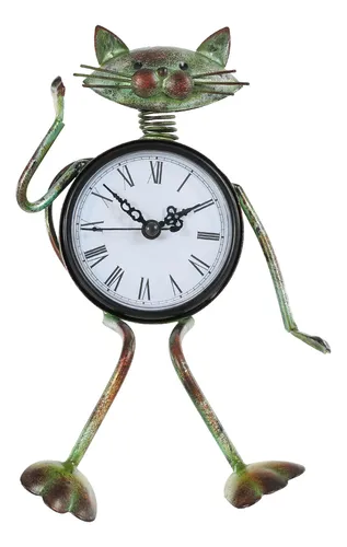 Reloj Vintage Hecho A Mano Con Forma De Gato, Figura De Meta