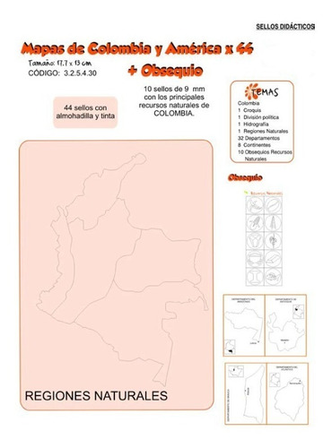 Sellos Didácticos Mapas De Colombia Y América X 44 +obsequio