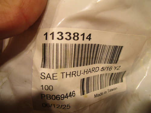 Bag Of 100 Fastenal 1133814 Sae Thru-hard 5/16 Yz Washer Bbz
