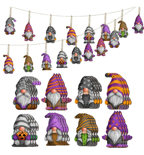 24pcs Halloween Signs, Cute Colorful Gnomes Halloween Wall