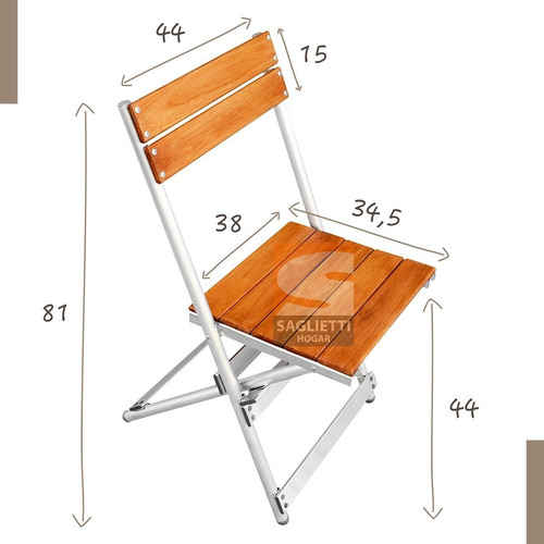 Imagen 7 de 10 de Mesa Plegable Aluminio Madera 75x66 + 2 Sillas + 2 Bancos