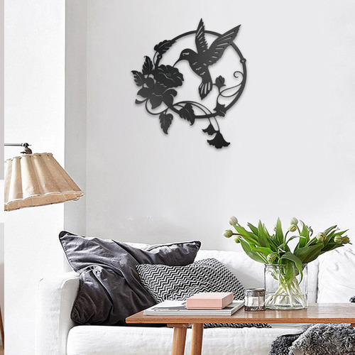 2 Piece Bird Metal Wall Art Decor Fence Silhouette Front