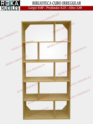 Imagen 4 de 7 de Biblioteca Cubo Irregular Pino 60x25x180 Roka