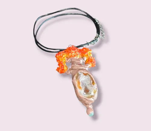 comprar Collar Colgante Geoda De Cuarzo Blanco