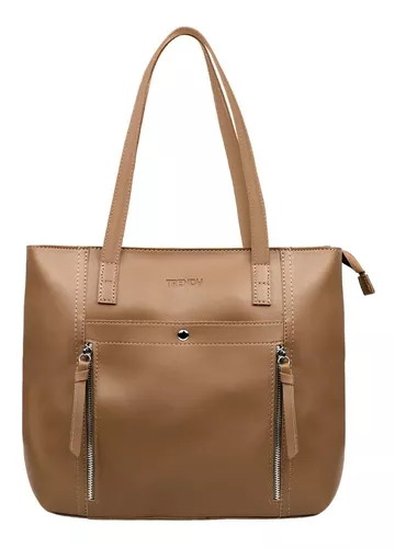 Cartera Tote Bag Trendy Eco Cuero Mujer Moda Doble Tira Tsr
