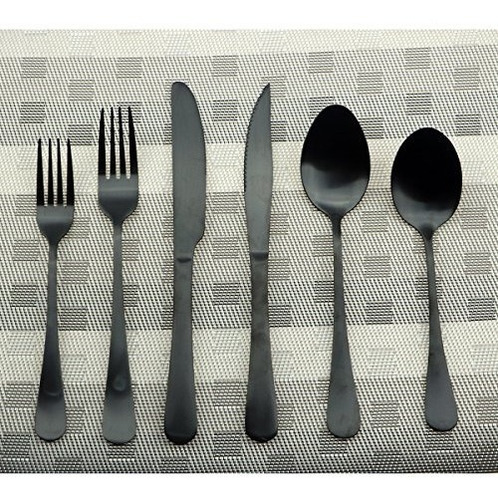 Imagen 6 de 6 de Uniturcky Set De Cubiertos De Acero Inoxidable Mate Negro, C