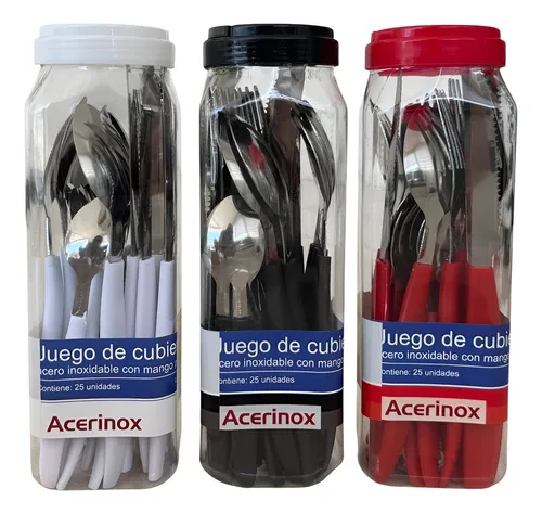 Juego De Cubiertos Acerinox 24 Piezas Tubo Rojo