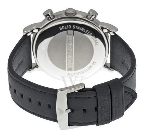 Reloj Emporio Armani Original Ar1828 para hombre, color de correa: negro, color de bisel, color de fondo plateado, color de fondo negro