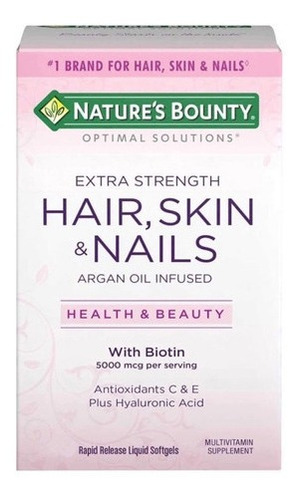 Suplemento en cápsulas Nature's Bounty Optimal Solutions Extra Strength Hair, Skin & Nails vitamina c en frasco 150 un