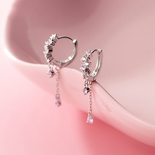 Aros De Plata Real 925 Rosada Gota Agua Circones