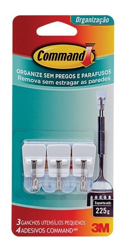 Kit 12 Gancho Command 3m P/ Cozinha Adesivo 3pçs Hook