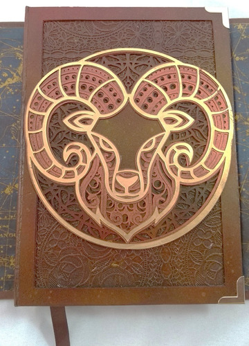 Imagem 7 de 9 de Diário Tema Signo De Aries Capa Couro Sintético