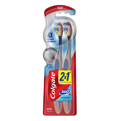 Cepillo Dental Colgate 360 ° Medio 2x1