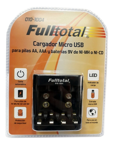 Imagen 5 de 6 de Cargador +2 Baterias 9v Recargables 250ma Carga Micro Usb