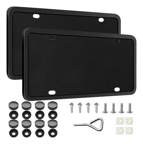 comprar 2pcs Marco De Matrícula De Silicona Coche Universal Negro