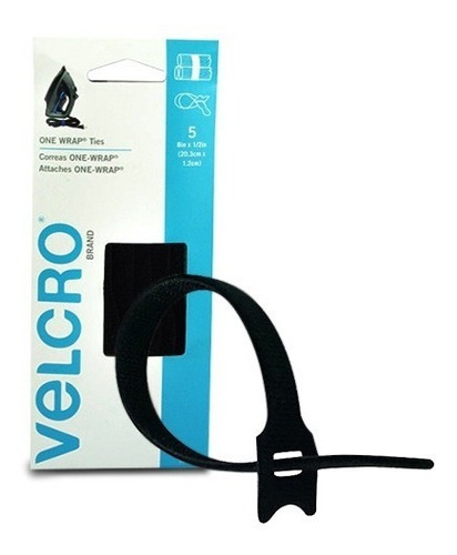 5 Correas Velcro Negro P/ Sujetar Cables De Eléctricos Y Red