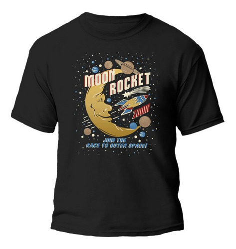 Remera Moon Rocket Zoom Retro 100% Algodón