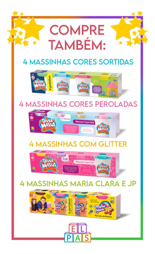 Kit 4 Massinhas De Modelar Cores Com Glitter - Divertoys