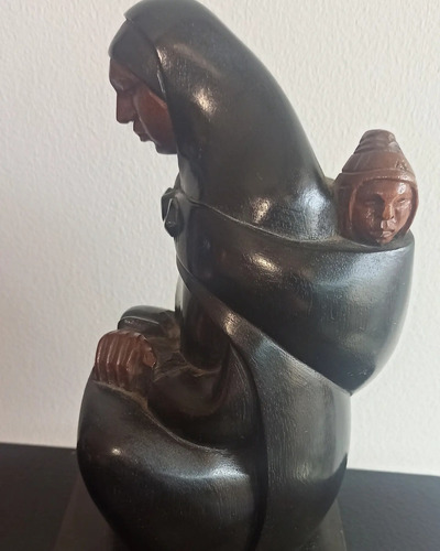 Figura Decorativa Mujer Indígena En Madera 